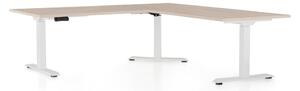 OfficeTech Angle állítható magasságú asztal, 180 + 120 cm, fehér alap, tölgy