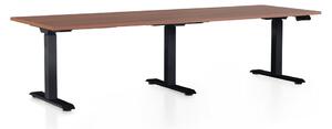 OfficeTech Long állítható magasságú asztal, 240 x 80 cm, fekete alap, dió