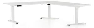 OfficeTech Angle állítható magasságú asztal, 180 + 120 cm, fehér alap, fehér