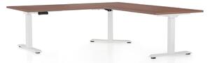 OfficeTech Angle állítható magasságú asztal, 180 + 120 cm, fehér alap, dió