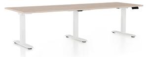 OfficeTech Long állítható magasságú asztal, 240 x 80 cm, fehér alap, tölgy