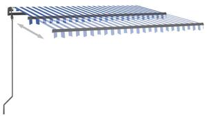 VidaXL kék és fehér kézzel kihúzható LED-es napellenző 4 x 3 m