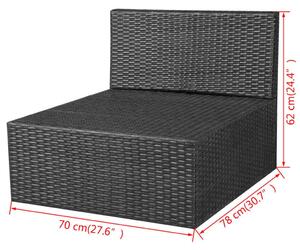 VidaXL 5-részes fekete polyrattan kerti bútorszett párnákkal