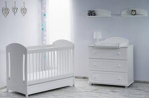 GUCIO babaágy ágyneműtartóval 60x120 - fehér
