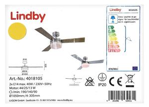 Lindby Lindby - Mennyezeti ventilátor ALVIN 2xE14/40W/230V LW1127