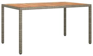 VidaXL szürke polyrattan és akácfa kerti asztal 150 x 90 x 75 cm