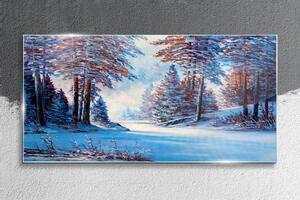 Üvegkép Téli erdei fák festése