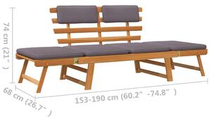 VidaXL 2 az 1-ben tömör akácfa kerti fotelágy párnával 190 cm