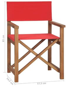 VidaXL piros tömör tíkfa rendezői szék