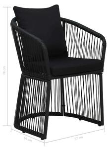 VidaXL 2 db fekete PVC rattan kerti szék hát- és ülőpárnával