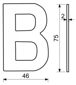 RN.75L.B.CE betű "B" 75 mm matt fekete