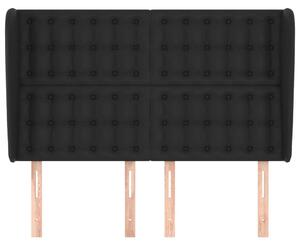 VIDAXL Szárnyas Ágyfejtámla - Fekete Műbőr - 147x23x118/128cm