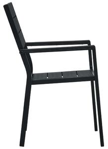 VidaXL 2 darab fekete fautánzatú HDPE kerti szék