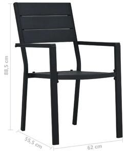 VidaXL 2 darab fekete fautánzatú HDPE kerti szék