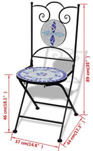 VidaXL 2 db kék és fehér összecsukható kerámia kerti szék