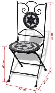 VidaXL 2 db fekete és fehér összecsukható kerámia kerti szék