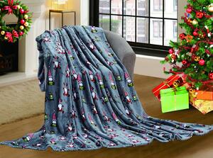 CANDY CANE sötétszürke karácsonyi mikroplüss takaró Méret: 160 x 200 cm