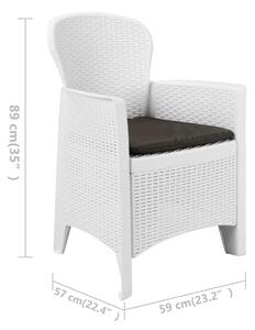 VidaXL 2 db fehér rattan hatású műanyag kerti szék párnával