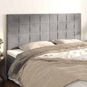 VidaXL Bársony Ágyfejtámla - 4 db - Világosszürke - 90x5x78/88cm