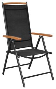 VidaXL 4 db fekete alumínium és textilén összecsukható kerti szék