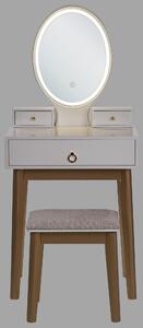 Fehér és arany fésülködőasztal LED-es tükörrel ROSEY