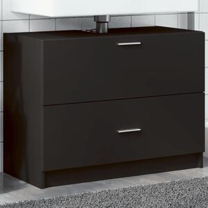 Fekete szerelt fa mosdószekrény 78 x 37 x 59 cm