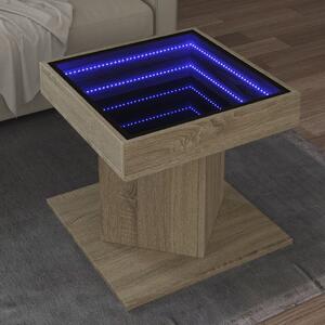 Sonoma tölgy szerelt fa dohányzóasztal LED-del 50 x 50 x 45 cm