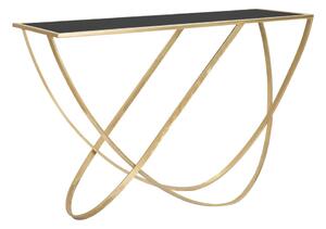 Fekete-aranyszínű konzolasztal üveg asztallappal 40x120 cm Ring – Mauro Ferretti