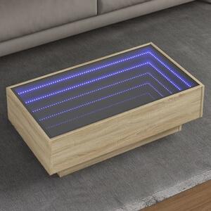 Sonoma tölgy szerelt fa dohányzóasztal LED-del 90 x 50 x 30 cm