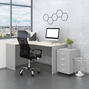 SimpleOffice 2 irodabútor szett, 140 cm, bal, szürke / világos tölgy