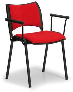SMART konferencia szék - fekete lábak karfával, piros