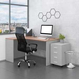 SimpleOffice 2 irodabútor szett, 140 cm, bal, szürke / dió