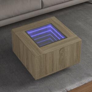 Sonoma tölgy szerelt fa dohányzóasztal LED-del 60 x 60 x 40 cm