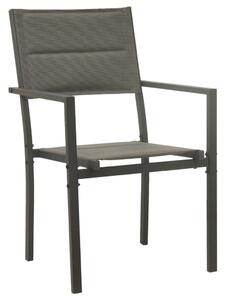 2 db antracitszürke textilén és acél kerti szék