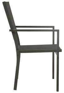 VidaXL 2 db fekete és antracitszürke textilén és acél kerti szék