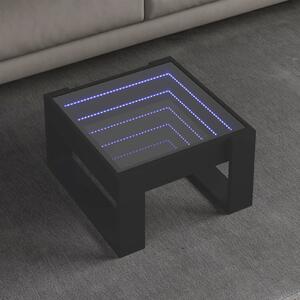 Fekete végtelen hatású LED-es dohányzóasztal 50 x 53 x 30 cm