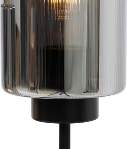 Art Deco asztali lámpa fekete füstüveggel 2 fényű - Laura
