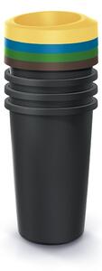 Szeméttároló készlet válogatott hulladékhoz, kerek, 4 x 25 l, színes