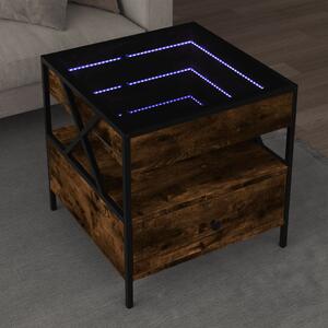 Füstös tölgy végtelen hatású LED-es dohányzóasztal 50x50x51 cm