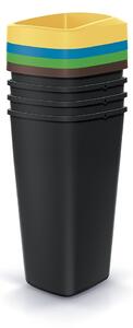Szeméttároló szett válogatott hulladékhoz, négyzet alakú, 4 x 25 l, színes