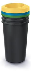 Szeméttároló szett válogatott hulladékhoz, kerek, 3 x 45 l, színes