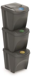 Szürke gyűjtemény szelektált hulladékhoz II, 3 x 25 l, szürke