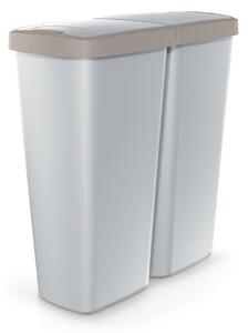 Szürke DUO szemetes, 50 l, barna / szürke