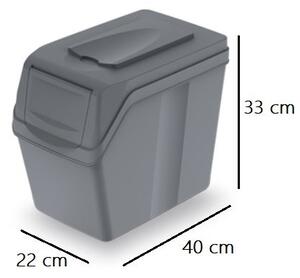 Szürke, 3 x 20 l-es szemetes gyűjtemény