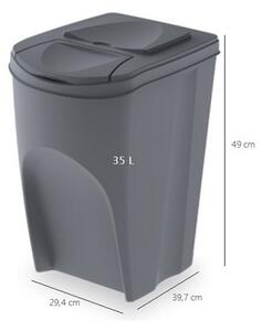 Szürke, 3 x 35 l-es szemetesgyűjtő szett válogatott hulladékhoz