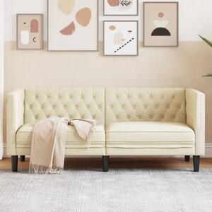 2 személyes krémszínű műbőr Chesterfield kanapé