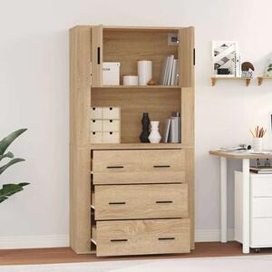 VIDAXL Sonoma Tölgy Fa Magasszekrény - 3 Fiók - 80x33x150cm