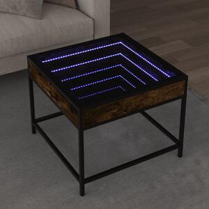 Füstös tölgy végtelen hatású LED-es dohányzóasztal 50x50x41 cm
