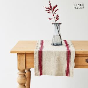 Len asztali futó 40x200 cm Red Stripe Vintage – Linen Tales