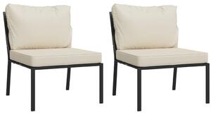 VidaXL 2 db acél kerti szék homokszínű párnákkal 60 x 74 x 79 cm